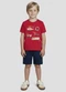 Reirex - Conjunto Camiseta Meia Malha e Bermuda Azul - variação: Vermelho