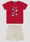 Reirex - Conjunto Camiseta Meia Malha e Bermuda Vermelho - variação: Vermelho