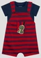 Reirex - Conjunto Camiseta Meia Malha e Jardineira Azul - variação: Azul