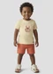 Reirex - Conjunto Camiseta Meia Malhad e Bermuda Verde - variação: Bege