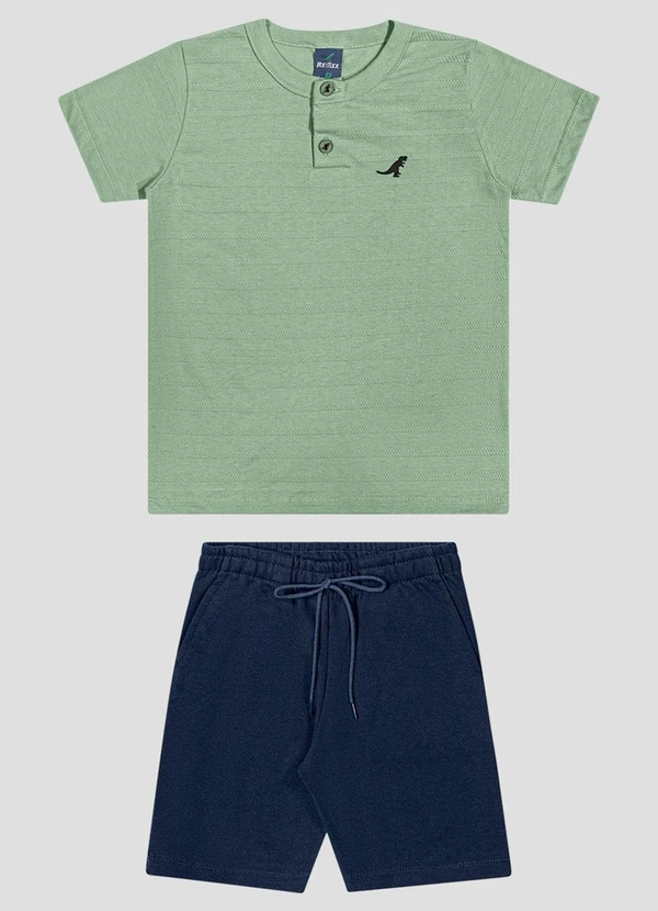 Reirex - Conjunto Camiseta Meia Malhad e Bermuda Verde