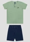Reirex - Conjunto Camiseta Meia Malhad e Bermuda Azul - variação: Verde