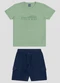 Reirex - Conjunto Camiseta Meia Malhad e Bermuda Bege - variação: Verde