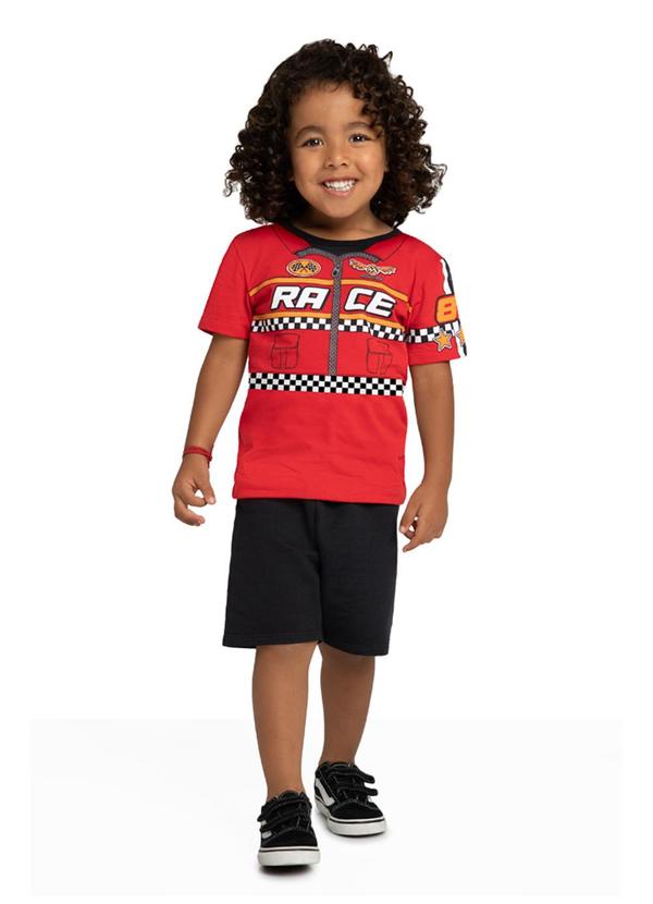 Marlan - Conjunto Camiseta Race e Bermuda Vermelho