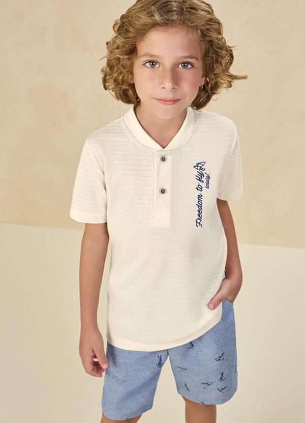 Ioluig - Conjunto Camiseta Relevo e Bermuda Sarja Bege 1