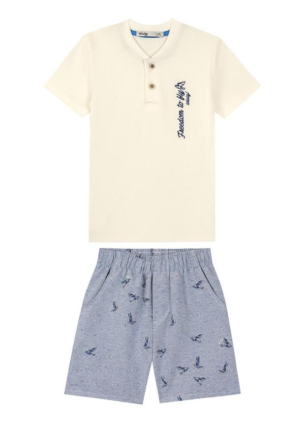 Ioluig - Conjunto Camiseta Relevo e Bermuda Sarja Bege 3