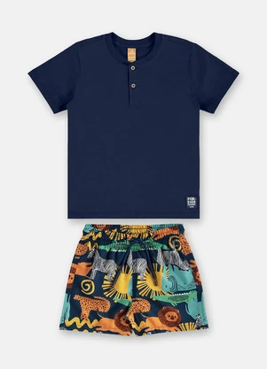 Conjunto Camiseta Short Safári Up Baby Azul - UP BABY