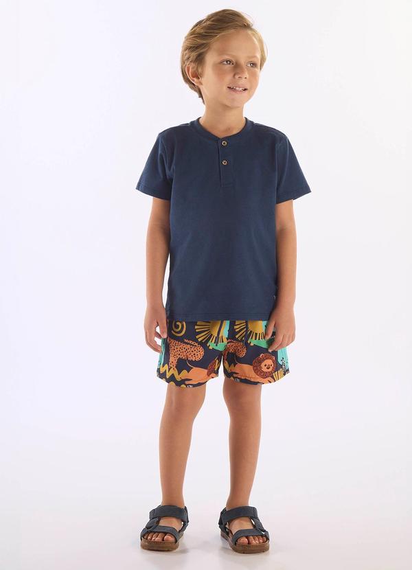 Up Baby - Conjunto Camiseta Short Safári Up Baby Azul