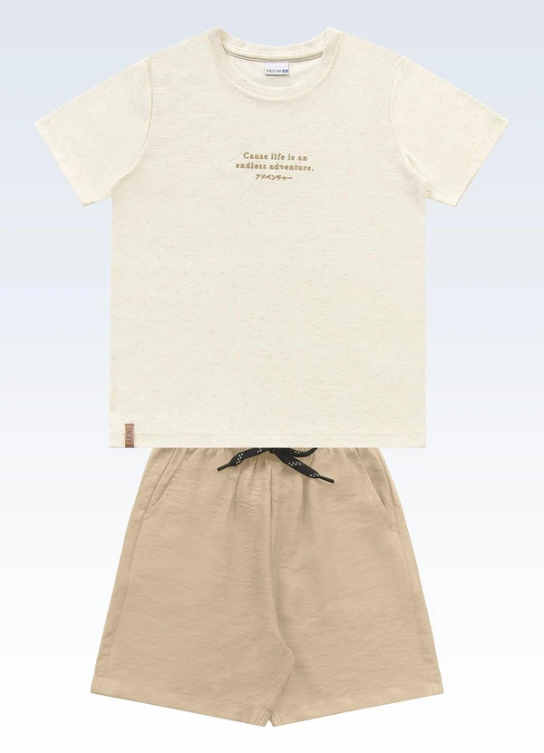 Fakini Kids - Conjunto Camiseta/Shorts Bege