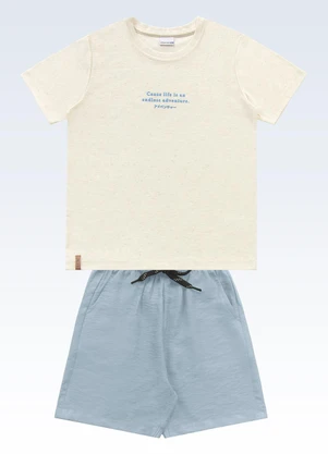 Fakini Kids - Conjunto Camiseta/Shorts Bege - FAKINI KIDS