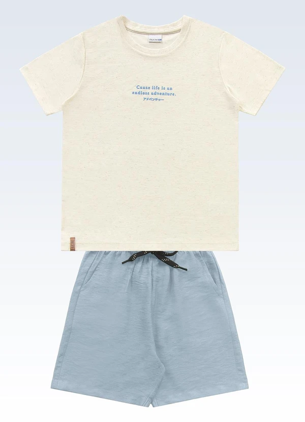 Fakini Kids - Conjunto Camiseta/Shorts Bege