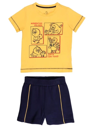 Galinha Pintadinha - Conjunto Camiseta Shorts Moletinho Amarelo - GALINHA PINTADINHA