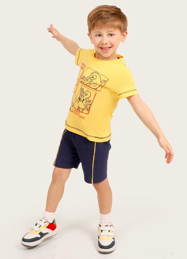 Galinha Pintadinha - Conjunto Camiseta Shorts Moletinho Amarelo