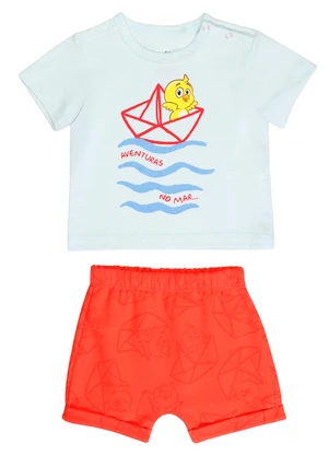 Galinha Pintadinha - Conjunto Camiseta Shorts Moletinho Azul - GALINHA PINTADINHA