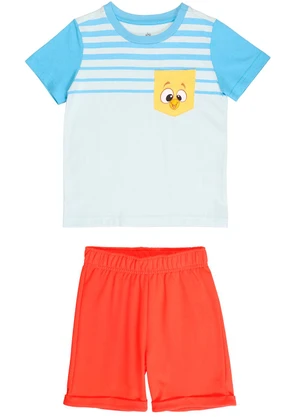 Galinha Pintadinha - Conjunto Camiseta Shorts Moletinho Azul - GALINHA PINTADINHA