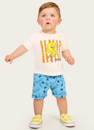 Galinha Pintadinha - Conjunto Camiseta Shorts Moletinho Branco - GALINHA PINTADINHA