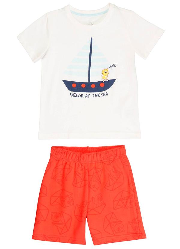 Galinha Pintadinha - Conjunto Camiseta Shorts Moletinho Branco
