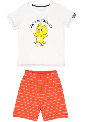 Galinha Pintadinha - Conjunto Camiseta Shorts Moletinho Branco - GALINHA PINTADINHA