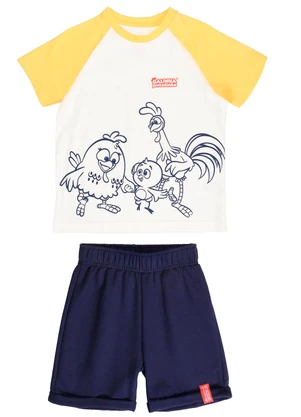 Galinha Pintadinha - Conjunto Camiseta Shorts Moletinho Branco - GALINHA PINTADINHA