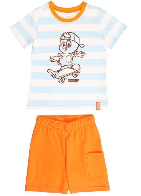 Galinha Pintadinha - Conjunto Camiseta Shorts Moletinho Branco