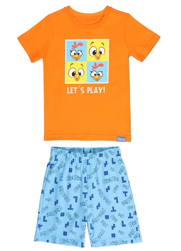 Galinha Pintadinha - Conjunto Camiseta Shorts Moletinho Laranja 2