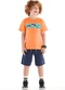 Quimby - Conjunto Camiseta Skate Bermuda Quimby Preto - variação: Laranja