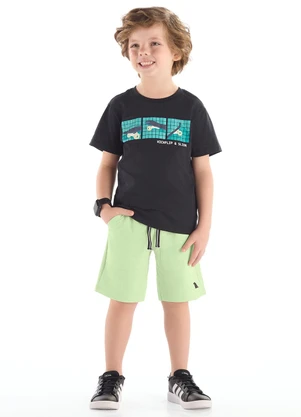 Conjunto Camiseta Skate Bermuda Quimby Preto - QUIMBY