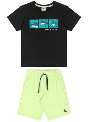 Quimby - Conjunto Camiseta Skate Bermuda Preto - QUIMBY
