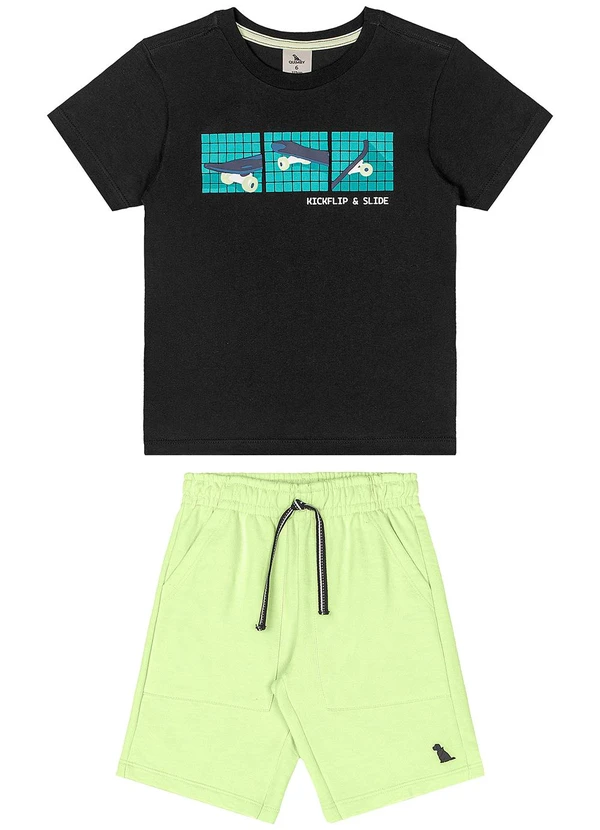 Quimby - Conjunto Camiseta Skate Bermuda Preto 2