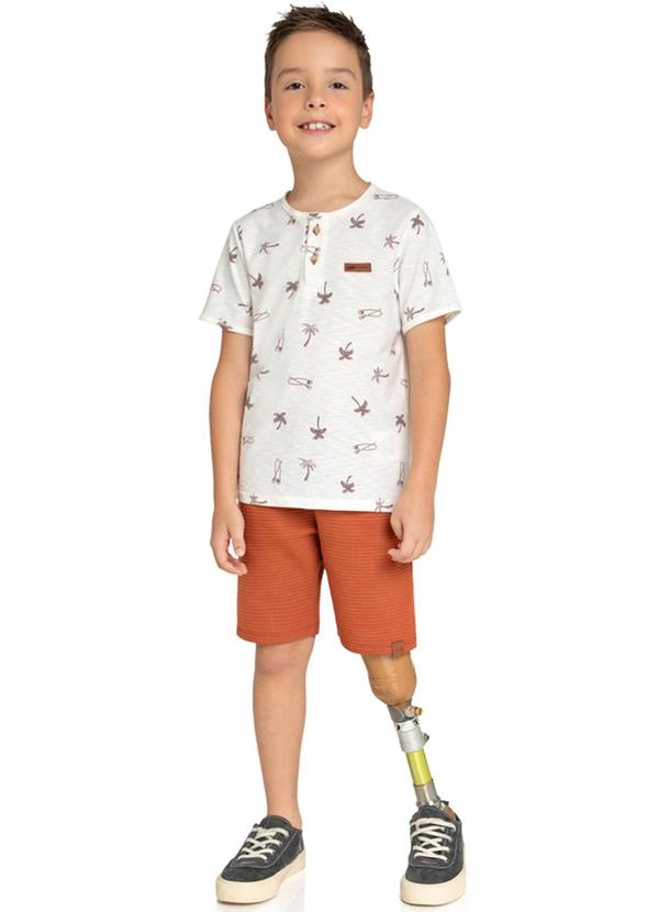 Marlan - Conjunto Camiseta Tropi Kayak e Bermuda Bege