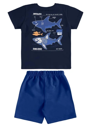 Bee Loop - Conjunto Camiseta Tubarão Bermuda Azul - BEE LOOP