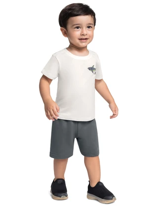 Bee Loop - Conjunto Camiseta Tubarão Bermuda Bege - BEE LOOP