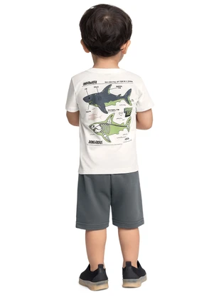 Bee Loop - Conjunto Camiseta Tubarão Bermuda Bege - BEE LOOP