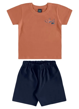 Bee Loop - Conjunto Camiseta Tubarão Bermuda Marrom - BEE LOOP