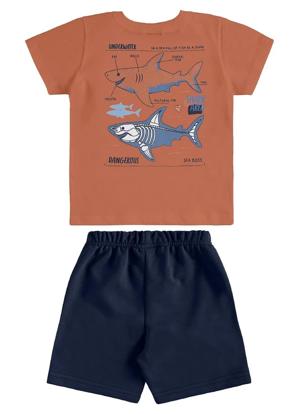 Bee Loop - Conjunto Camiseta Tubarão Bermuda Marrom 2
