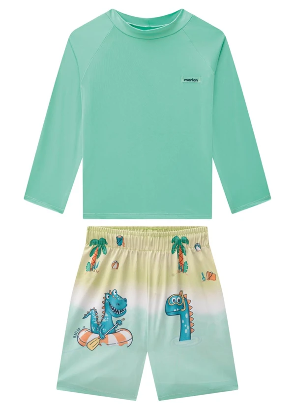 Marlan - Conjunto Camiseta Uv e Bermuda Microfibra Verde