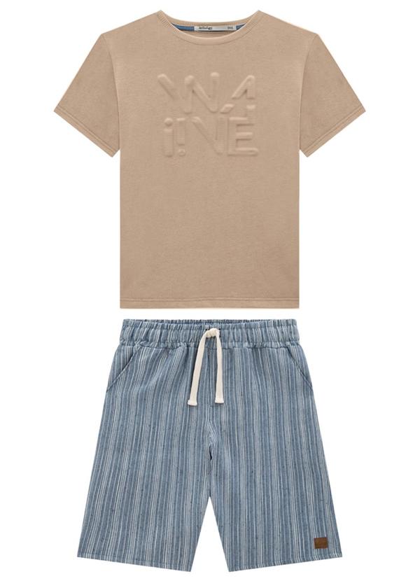 Ioluig - Conjunto Camiseta Wave e Bermuda Listrada Marrom 2