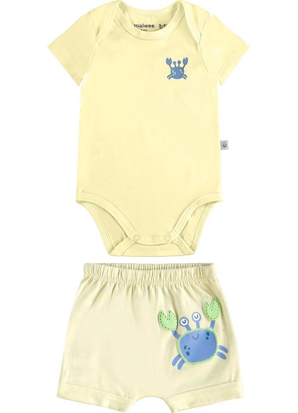 Malwee Kids - Conjunto Caranguejo em Saruel Amarelo Claro