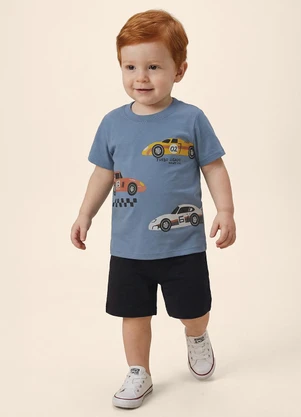 Malwee Kids - Conjunto Carro de Corrida Turbo Azul Pastel - MALWEE KIDS