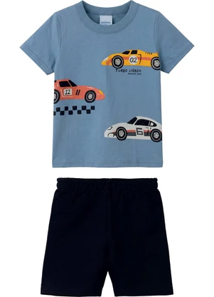 Malwee Kids - Conjunto Carro de Corrida Turbo Azul Pastel - MALWEE KIDS