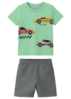 Malwee Kids - Conjunto Carro de Corrida Turbo Verde Água - MALWEE KIDS