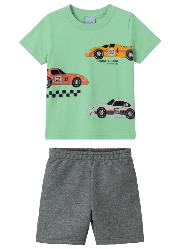 Malwee Kids - Conjunto Carro de Corrida Turbo Verde Água