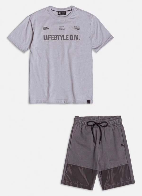 Youccie - Conjunto Cinza com Estampa Lifestyle Cinza
