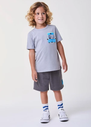 Bimbi - Conjunto Cinza de Carro com Olhinhos Cinza - BIMBI