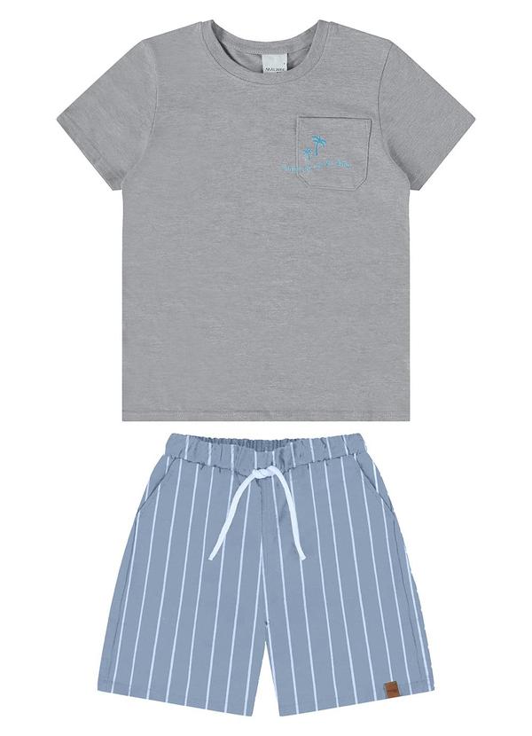 Malwee Kids - Conjunto Cinza Sunshine Listrado Menino