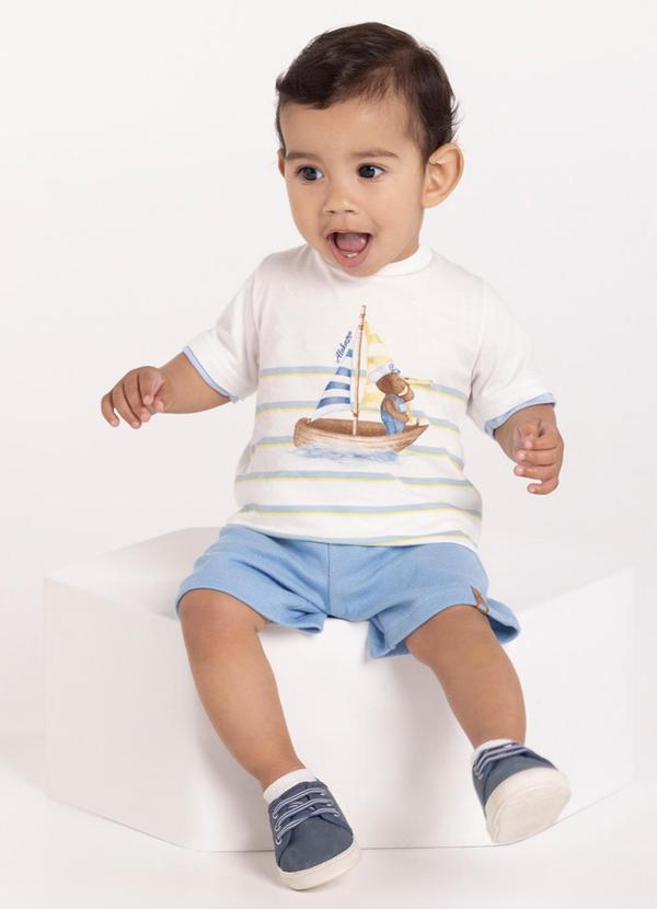 Alakazoo - Conjunto com Bermuda de Moletom e Camiseta Azul