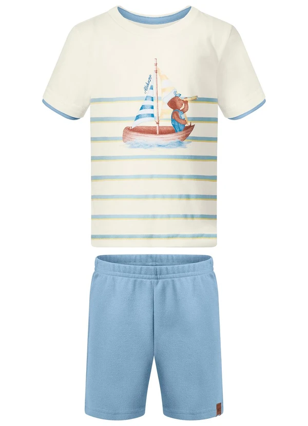 Alakazoo - Conjunto com Bermuda de Moletom e Camiseta Azul 2