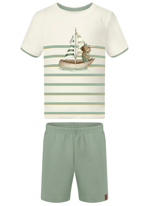 Alakazoo - Conjunto com Bermuda de Moletom e Camiseta Verde