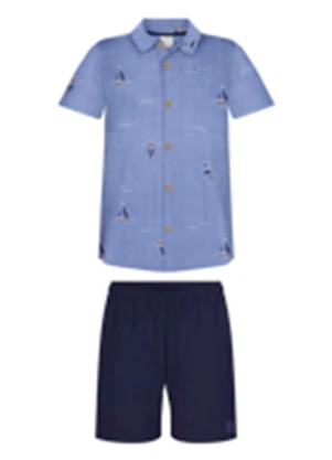 Alakazoo - Conjunto com Bermuda e Camisa Estampada Azul - ALAKAZOO