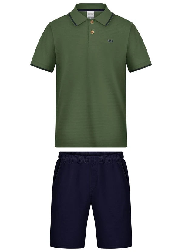 Alakazoo - Conjunto com Bermuda e Camisa Polo Verde